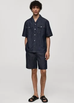 MANGO Dżinsy*Bermudy z 100% bawełny w denimowym stylu