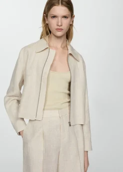 MANGO Krótkie Spodenki*Bermudy z 100% lnu