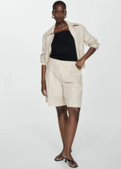 MANGO Krótkie Spodenki*Bermudy z 100% lnu