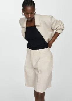 MANGO Krótkie Spodenki*Bermudy z 100% lnu