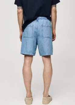 MANGO Dżinsy*Bermudy z konopi i lyocellu z zaszewkami