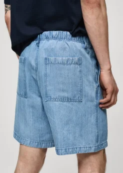 MANGO Dżinsy*Bermudy z konopi i lyocellu z zaszewkami