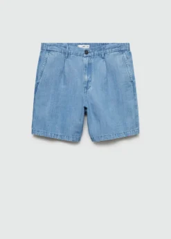 MANGO Dżinsy*Bermudy z konopi i lyocellu z zaszewkami