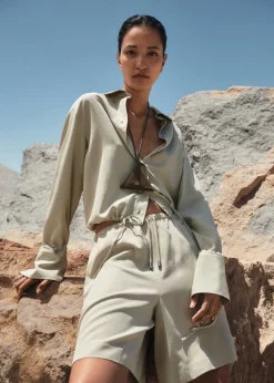 MANGO Krótkie Spodenki*Bermudy z lyocellu z szerokimi nogawkami