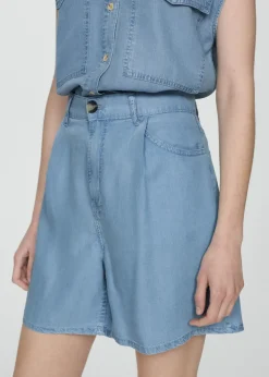 MANGO Krótkie Spodenki*Bermudy z lyocellu z zaszewkami