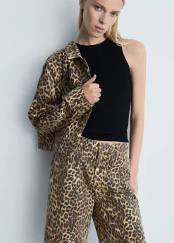 MANGO Krótkie Spodenki*Bermudy z wysokim stanem w lamparcie cętki