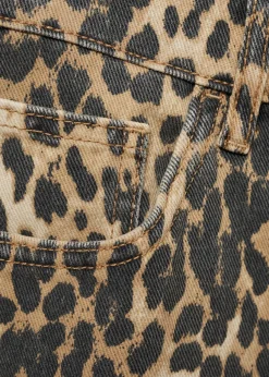 MANGO Krótkie Spodenki*Bermudy z wysokim stanem w lamparcie cętki