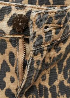 MANGO Krótkie Spodenki*Bermudy z wysokim stanem w lamparcie cętki