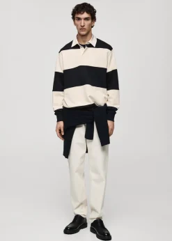 MANGO Bluzy|Koszulki Polo*Bluza polo z bawełny w paski