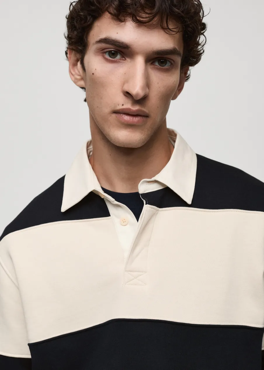 MANGO Bluzy|Koszulki Polo*Bluza polo z bawełny w paski