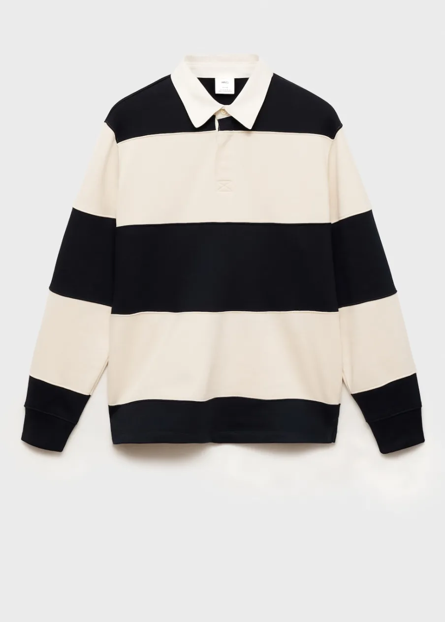 MANGO Bluzy|Koszulki Polo*Bluza polo z bawełny w paski