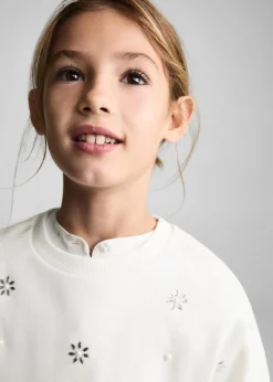 Dzieci MANGO Bluzy*Bluza w kwiaty z cekinami