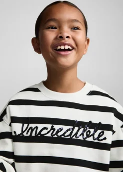 Dzieci MANGO Bluzy*Bluza w paski z haftowanym napisem