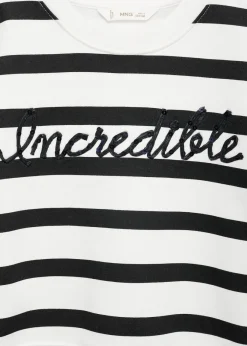 Dzieci MANGO Bluzy*Bluza w paski z haftowanym napisem