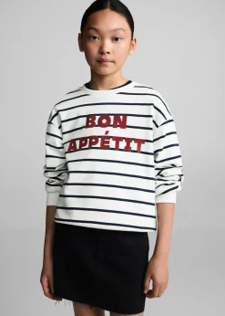 Dzieci MANGO Bluzy*Bluza w pasy z tekstem