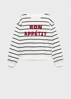 Dzieci MANGO Bluzy*Bluza w pasy z tekstem