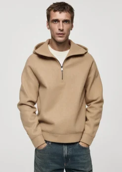 MANGO Bluzy*Bluza z flaneli z kapturem