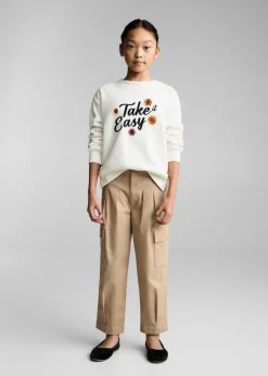 Dzieci MANGO Bluzy*Bluza z kwiatowym haftem