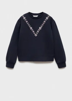 Dzieci MANGO Bluzy*Bluza z kwiatowym haftem