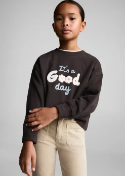 Dzieci MANGO Bluzy*Bluza z nadrukiem i haftem