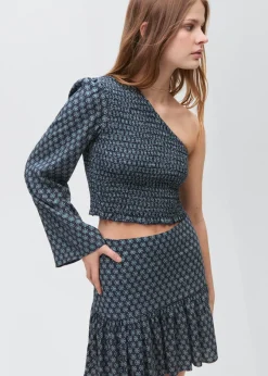 MANGO Koszule I Bluzki*Bluzka na jedno ramię z marszczeniem