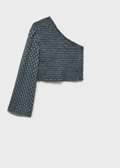 MANGO Koszule I Bluzki*Bluzka na jedno ramię z marszczeniem