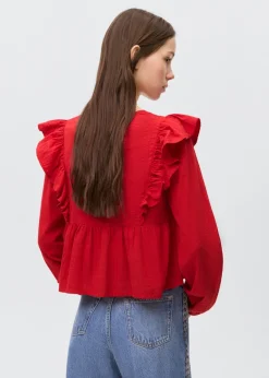 MANGO Koszule I Bluzki*Bluzka z falbaną na ramionach