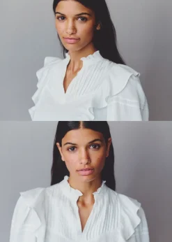 MANGO Koszule I Bluzki*Bluzka z falbankami i szczypankami