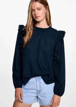 MANGO Koszule I Bluzki*Bluzka z falbankami i wyszywanymi zdobieniami