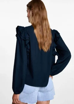 MANGO Koszule I Bluzki*Bluzka z falbankami i wyszywanymi zdobieniami