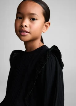 Dzieci MANGO Koszule I Bluzki*Bluzka z falbankami i wyszywanymi zdobieniami