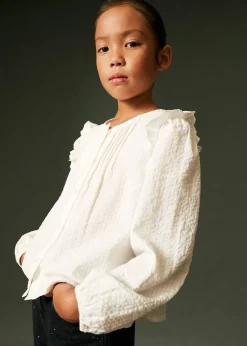 Dzieci MANGO Koszule I Bluzki*Bluzka z falbankami i wyszywanymi zdobieniami