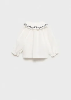 Dzieci MANGO Koszule|Koszule*Bluzka z kołnierzykiem babydoll i haftem