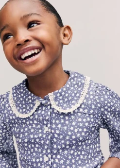 Dzieci MANGO Koszulki*Bluzka z kołnierzykiem babydoll i nadrukiem