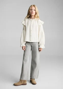 Dzieci MANGO Koszule I Bluzki*Bluzka z kreszowanego materiału w romantycznym stylu