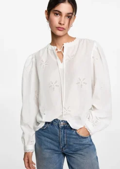 MANGO Koszule I Bluzki*Bluzka z kwiatowym haftem