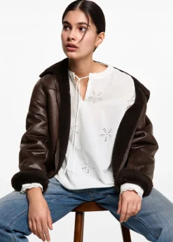 MANGO Koszule I Bluzki*Bluzka z kwiatowym haftem