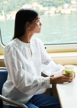 MANGO Koszule I Bluzki*Bluzka z kwiatowym haftem