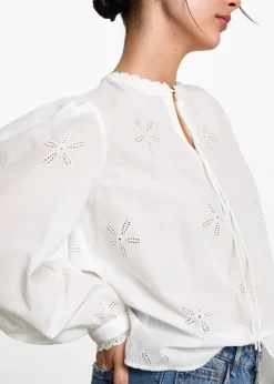 MANGO Koszule I Bluzki*Bluzka z kwiatowym haftem