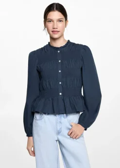MANGO Koszule I Bluzki*Bluzka z marszczeniem i falbanką