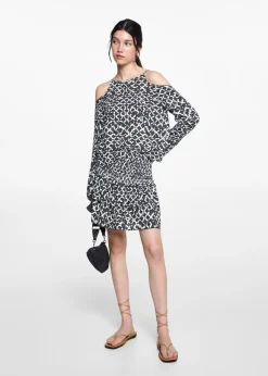 MANGO Koszule I Bluzki*Bluzka z nadrukiem i rozcięciem na dekolcie