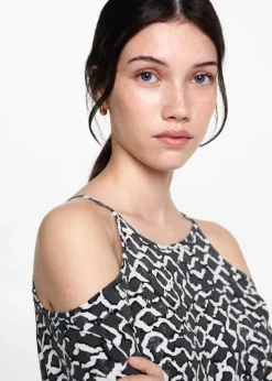 MANGO Koszule I Bluzki*Bluzka z nadrukiem i rozcięciem na dekolcie