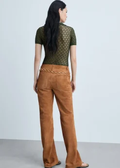 MANGO Topy*Body z ażurowej dzianiny z kołnierzykiem polo