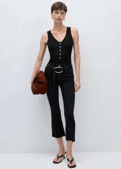 MANGO Topy*Body z dekoltem w serek i guzikami