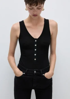 MANGO Topy*Body z dekoltem w serek i guzikami