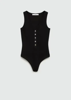 MANGO Topy*Body z dekoltem w serek i guzikami