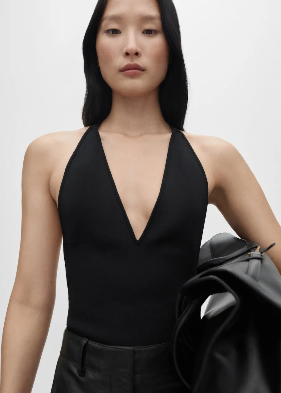 MANGO Topy*Body z dzianiny z odkrytymi plecami