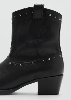 MANGO Buty*Botki kowbojki skórzane