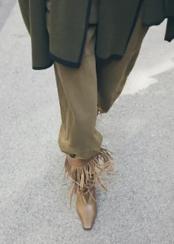 MANGO Buty|Akcesoria Skórzane*Botki skórzane na obcasie z frędzlami