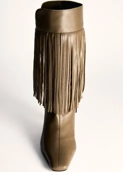 MANGO Buty|Akcesoria Skórzane*Botki skórzane na obcasie z frędzlami